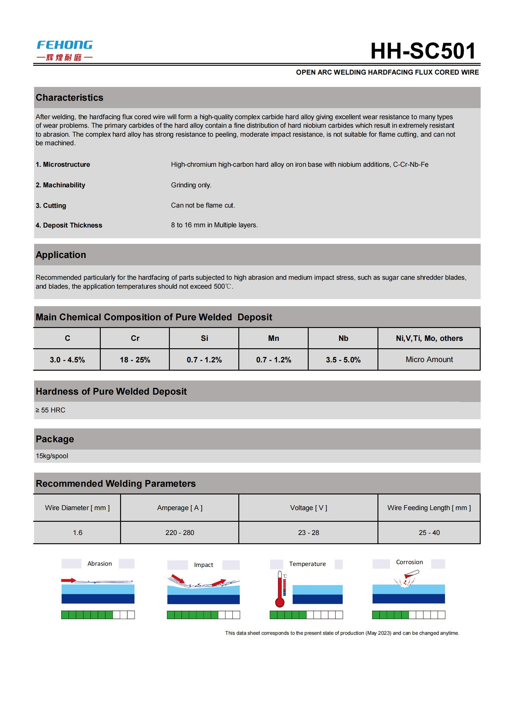 Chromium Carbide Hardfacing Flux Cored Welding Wire for Sugar Cane Shredder Blade